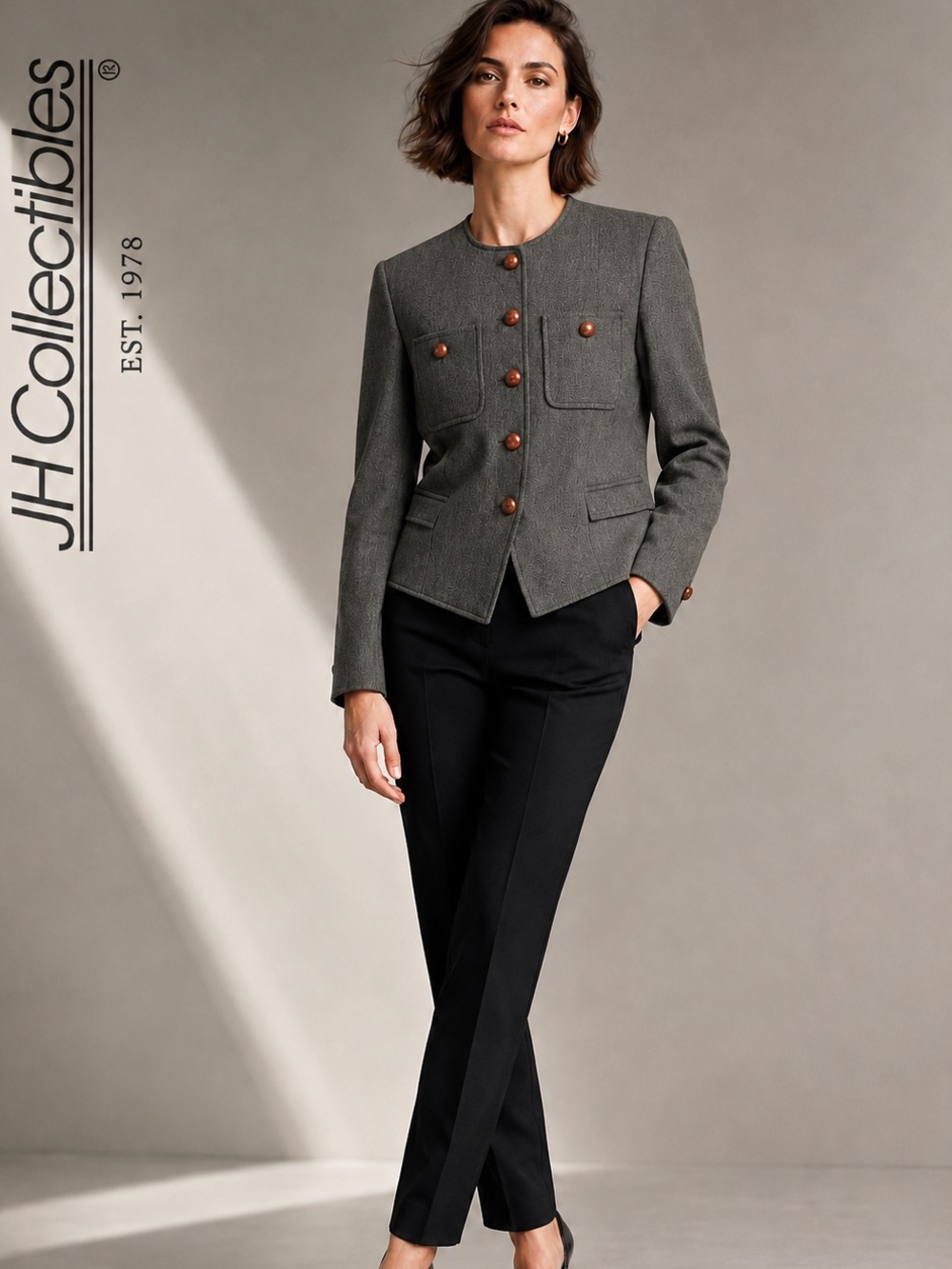 NEW JH Collectibles Wool Blazer Jacket, Olive Grey, Size 4, RARE‼️